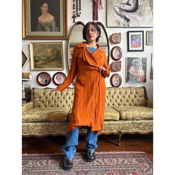 Pumpkin Polka Dot Autumn Duster Size Small by LEITH - Picture 1 of 12